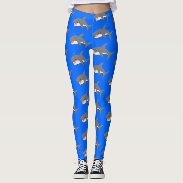 Underbar illustration av tecknaden för vit haj lyc leggings (Framsida)