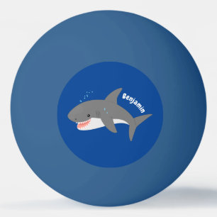 Underbar illustration av tecknaden för vit haj lyc pingisboll