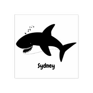 Underbar illustration av tecknaden för vit haj lyc stämpel