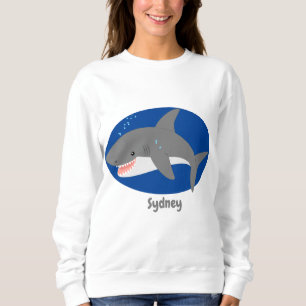 Underbar illustration av tecknaden för vit haj lyc t shirt