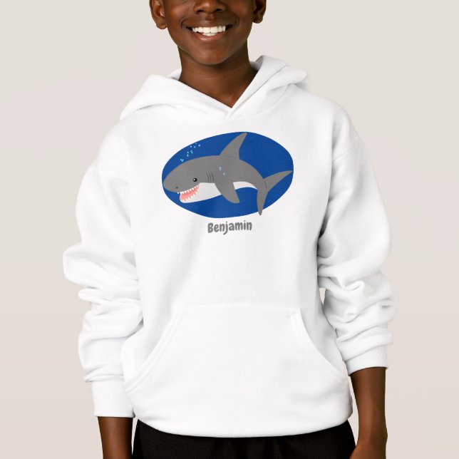 Underbar illustration av tecknaden för vit haj lyc t shirt (Framsida)