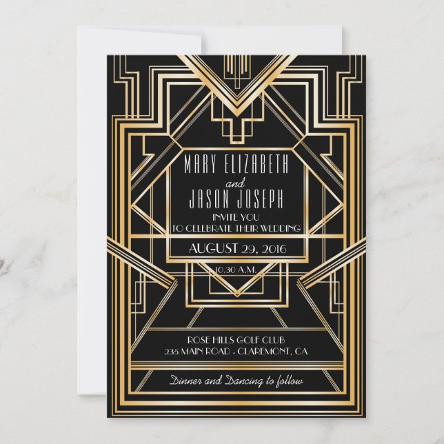 Underbar inbjudan till Gatsby Inspired Wedding (Framsida)