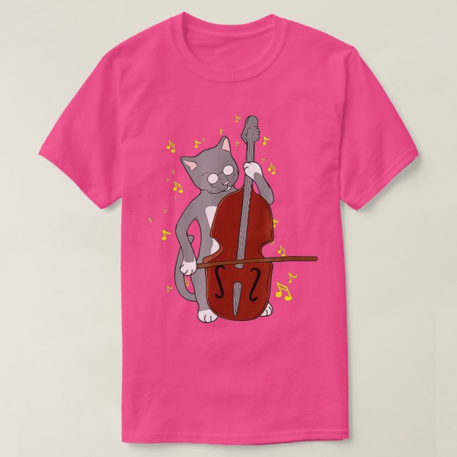 Underbar Jazz Cat Spela Cello Dubbla Bass Musicia T Shirt (Design framsida)