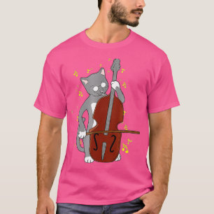 Underbar Jazz Cat Spela Cello Dubbla Bass Musicia T Shirt