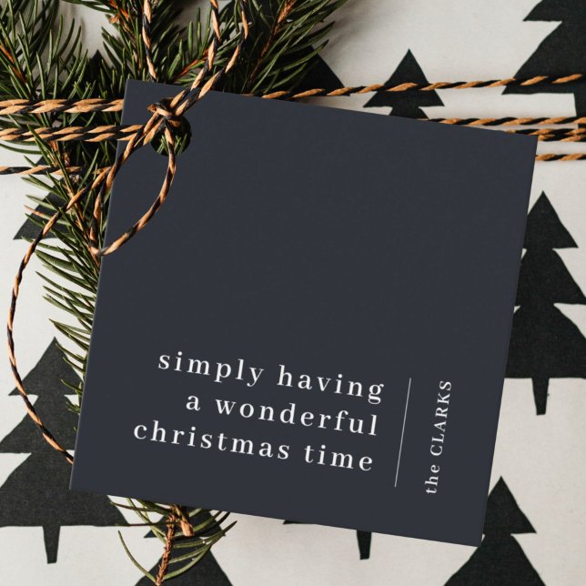 underbar jul | Modern minimal Snyggt svart Gåvor Etiketter ("Simply having a wonderful christmas time" holiday gift tags)