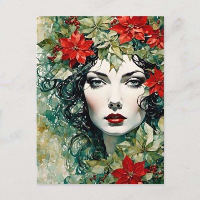 Underbar juldam vykort (Framsida)