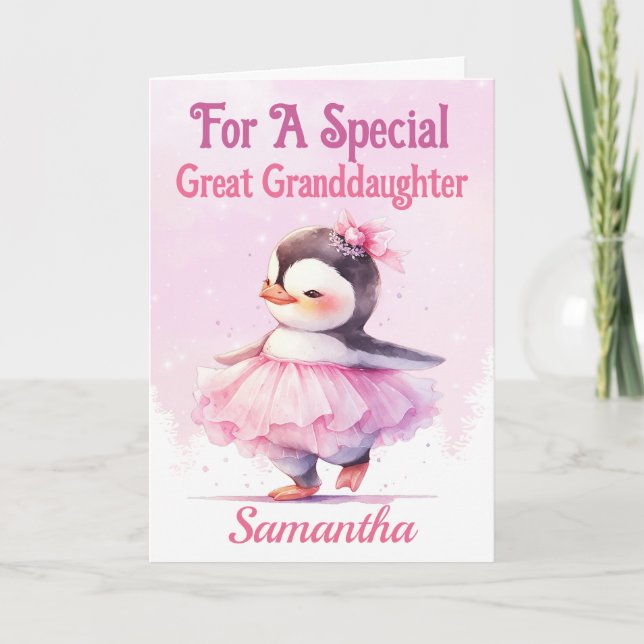 Underbar juldotter Penguin Ballerina Helgkort (Framsida)