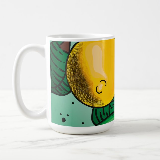 Underbar kaffemugg med citronmotiv (Vänster)