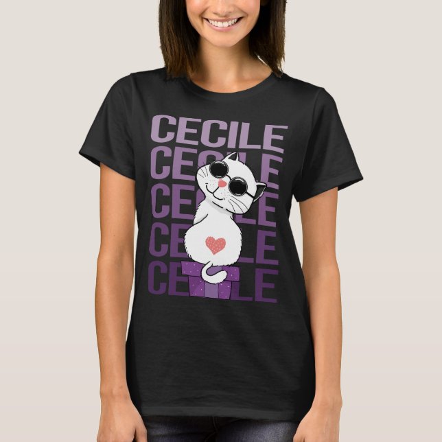 Underbar katt - Cecile Namn T Shirt (Framsida)