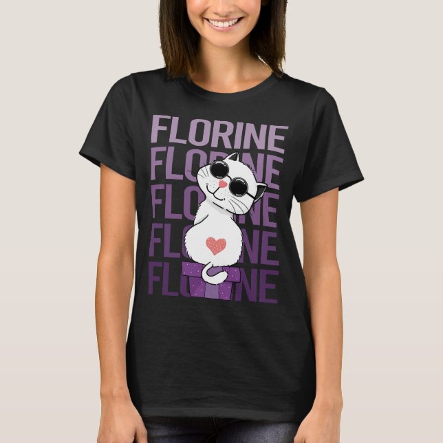 Underbar katt - Florine Namn T Shirt (Framsida)