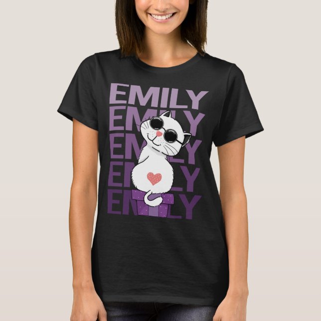 Underbar katt - Namn Emily T Shirt (Framsida)