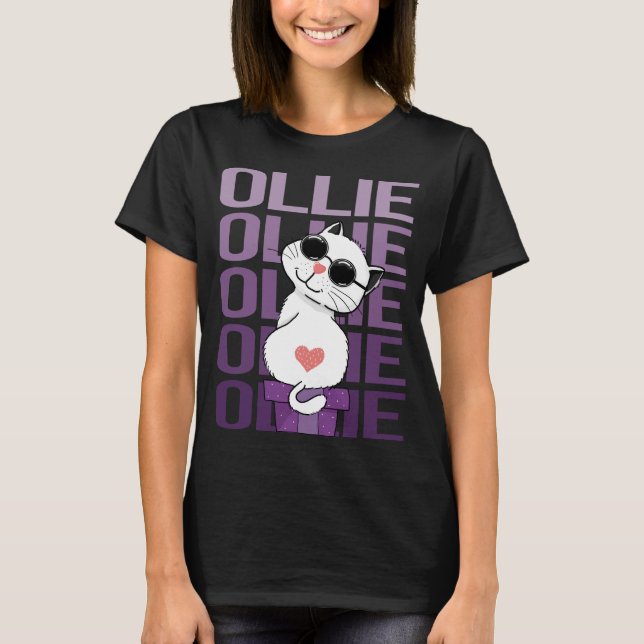 Underbar katt - namn Ollie T Shirt (Framsida)