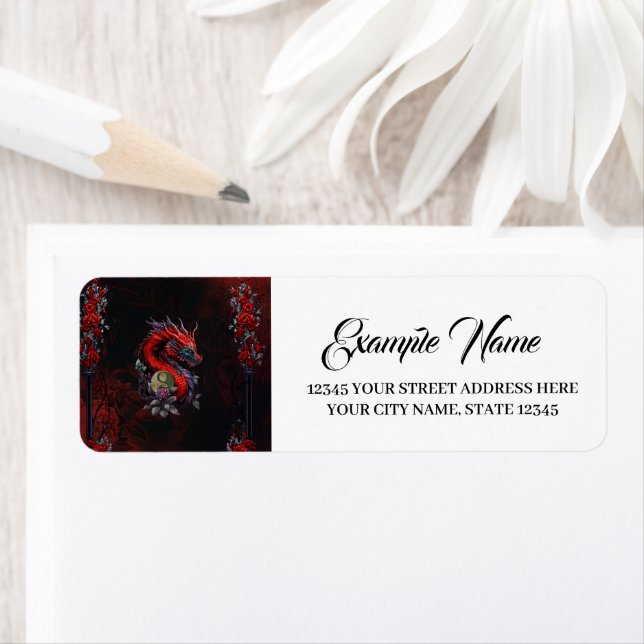 Underbar kinesisk drake returadress etikett (Insitu)