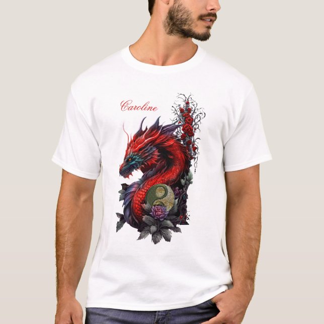 Underbar kinesisk drake t shirt (Framsida)
