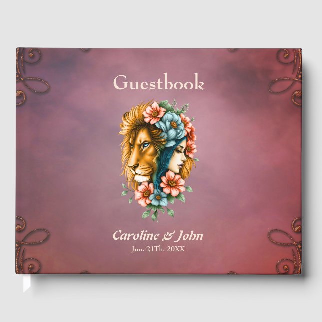 Underbar kvinna vars långa, flytande hår gästböcker (Framsida)