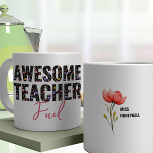 Underbar lärare Bränsle Vildblomma Blommig Text Kaffemugg