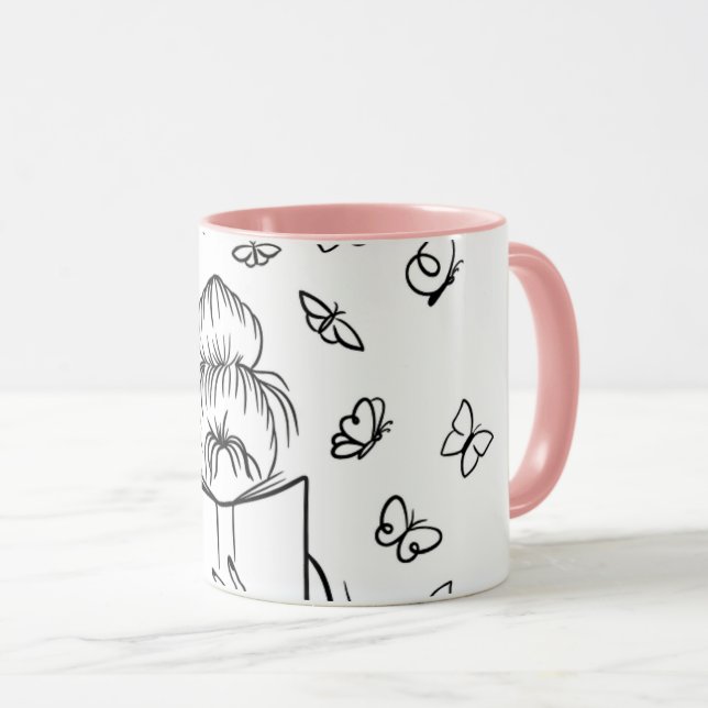 Underbar läsare rosa kaffemug mugg (Framsida höger)