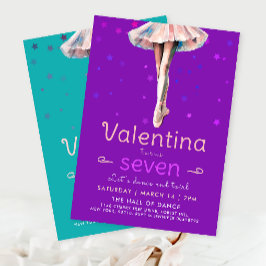 Underbar lila ballerinadans stjärnor flicka födels inbjudningar