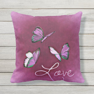 underbar Lila Butterflies Valentindagen Pillow Utomhuskudde