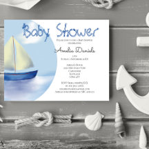 Underbar liten blå segelbåt Baby Shower via post