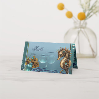 Underbar liten steampunk seahorse placeringskort
