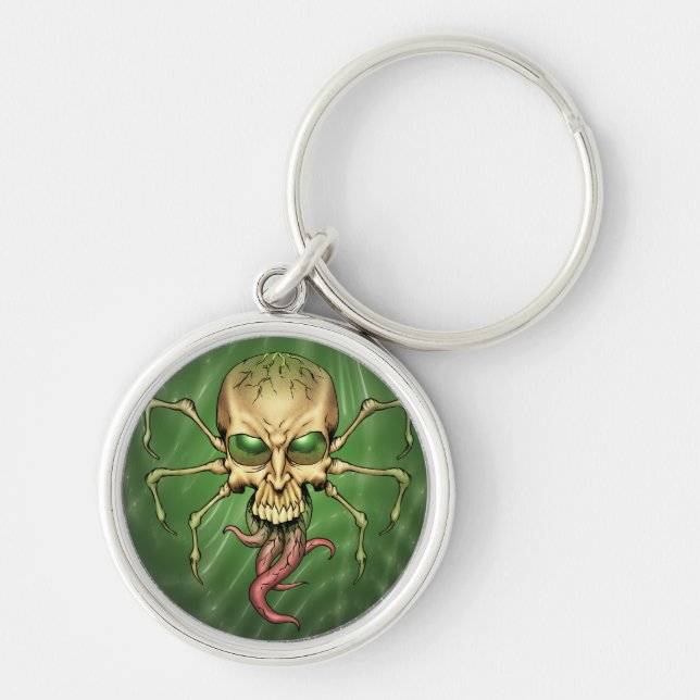 Underbar Lovecraftian för Cthulhu främmande Rund Silverfärgad Nyckelring (Framsidan)