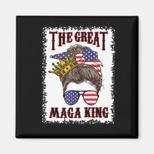 Underbar Maga kung:e juli Messy Bun USA flagga för Magnet