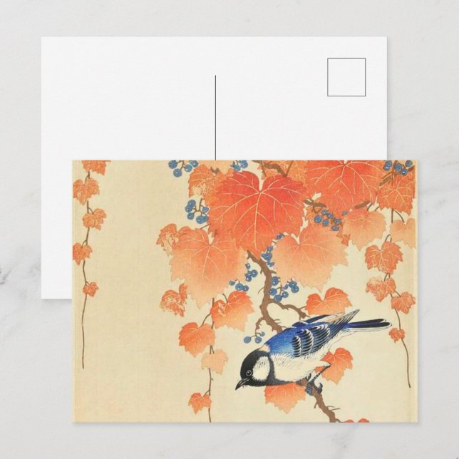 Underbar måltid på paulownia gren - Ohara Koson Vykort (Fram/baksida)