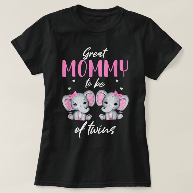 Underbar Mamma av Twillingar Elephant Baby Shower  T Shirt (Design framsida)