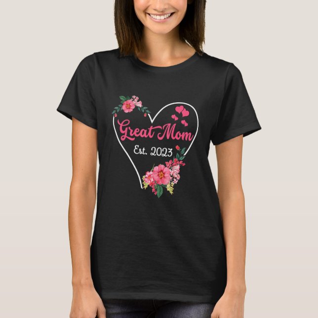 Underbar Mamma till mormor 2023 Gravid Meddelande T Shirt (Framsida)