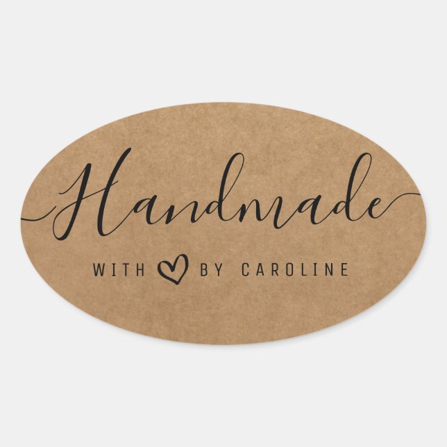 underbar manus Handmade business Heart-fästare Ovalt Klistermärke (Framsida)