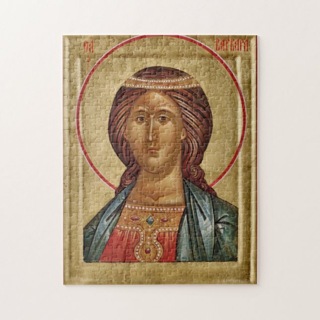Underbar-Martyr St. Barbara Orthodox Christian Ico Pussel (Vertikal)