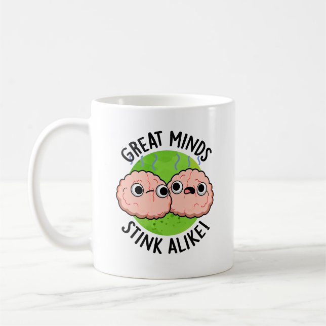 Underbar Minds Stink Alike Funny Brain Pun Kaffemugg (Vänster)