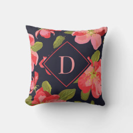 Underbar mönster med blomster och monogram kudde