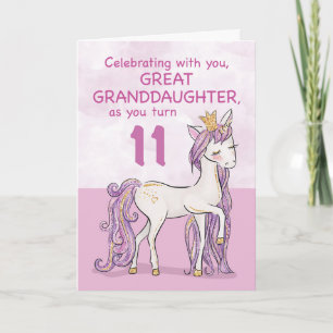 Underbar mordotter 11:e födelsedag Rosa Unicorn Kort