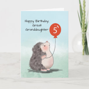 Underbar mordotter 5:e födelsedagen Cute Hedgehog Kort