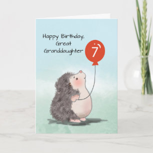 Underbar mordotter 7:e Birthday Cute Hedgehog Kort