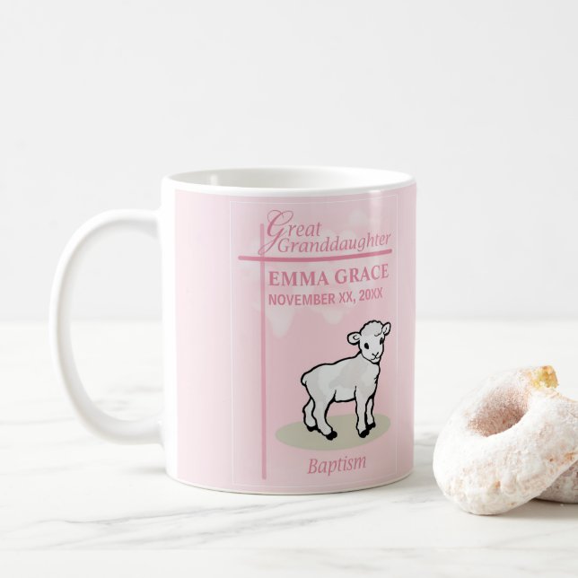 Underbar mordotter Baptism Rosa Girl Lamb Kaffemugg (Med munk)
