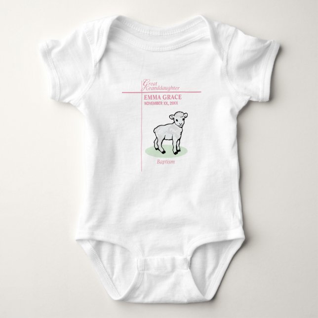 Underbar mordotter Baptism Rosa Girl Lamb T Shirt (Framsida)