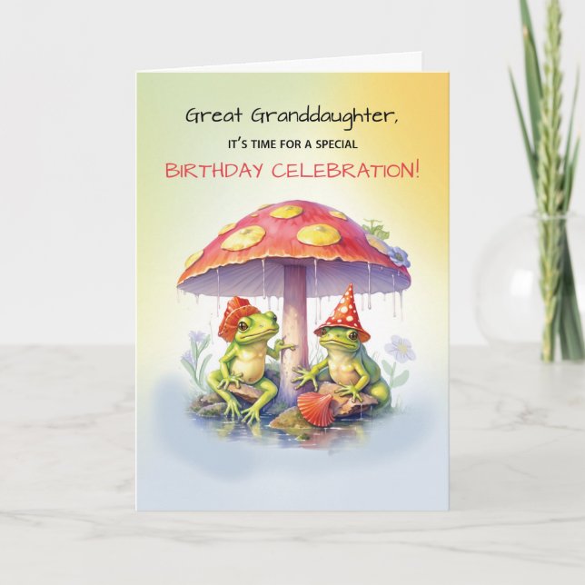 Underbar mordotter Birthday Cute Frogs Mushroom Kort (Framsida)