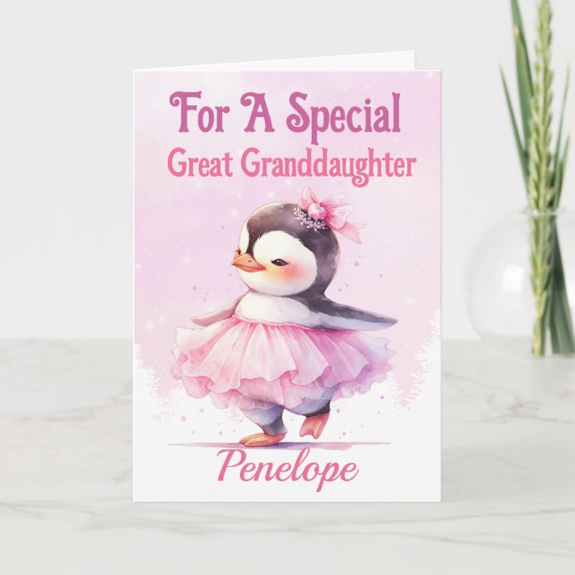 Underbar mordotter Birthday Penguin Ballerina Kort (Framsida)