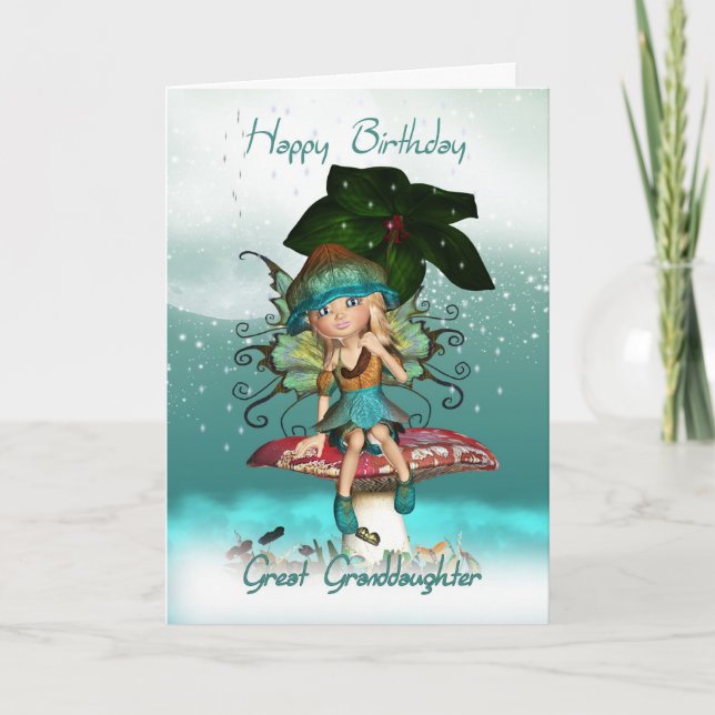 Underbar mordotter, Cute Fantasy Fairy Birthday Kort (Framsida)