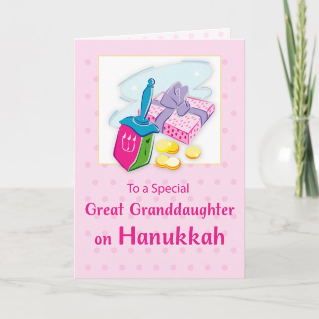 Underbar mordotter Hanukkah Blue med Dreidel Kort (Framsida)