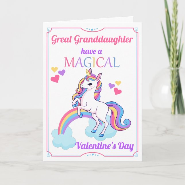 Underbar mordotter Unicorn Valentine Day Helgkort (Framsida)