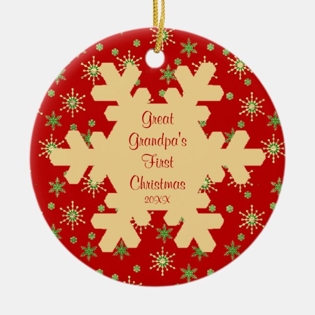 Underbar morfar första prydnad för julSnowflake Julgransprydnad Keramik (Framsidan)