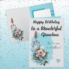 Underbar mormor-blommigtens blåårsdag kort