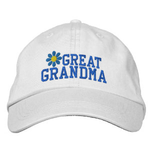 Underbar mormor Blue Flower Embroized Hat Broderad Keps