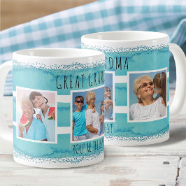 Underbar mormor Du är bäst - 3 foto Aqua Kaffemugg