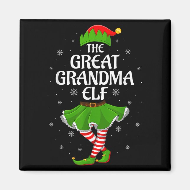 Underbar mormor Elf-julfamiljen Flickor Elf Magnet (Framsidan)