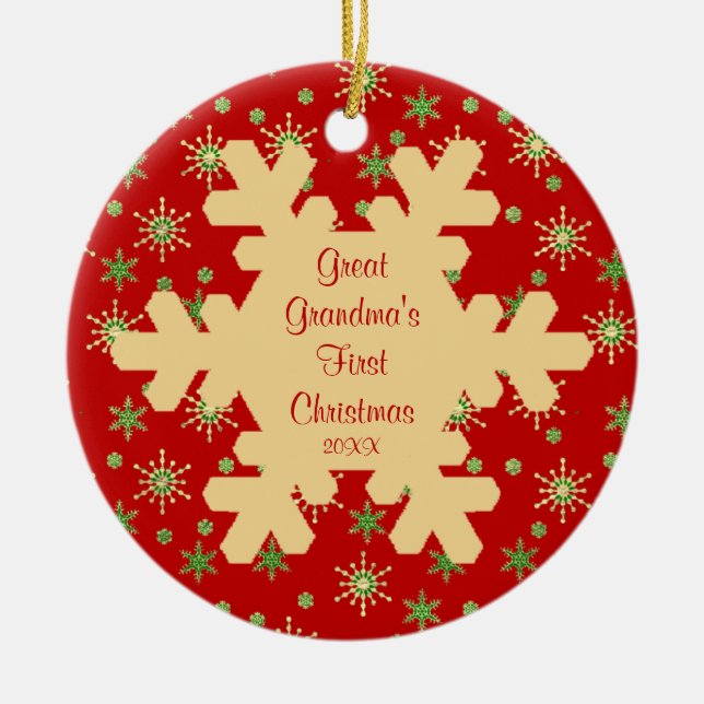 Underbar mormor första prydnad för julSnowflake Julgransprydnad Keramik (Framsidan)